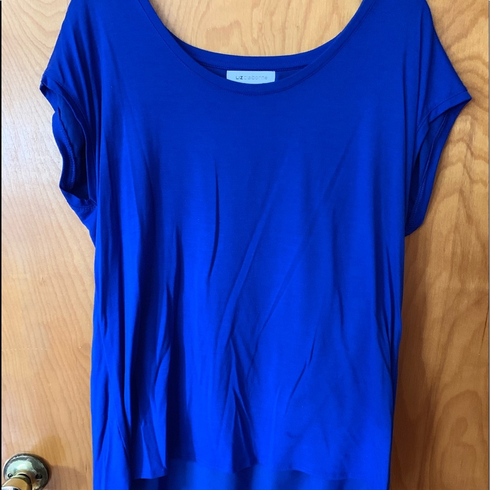 Royal blue open back shirt